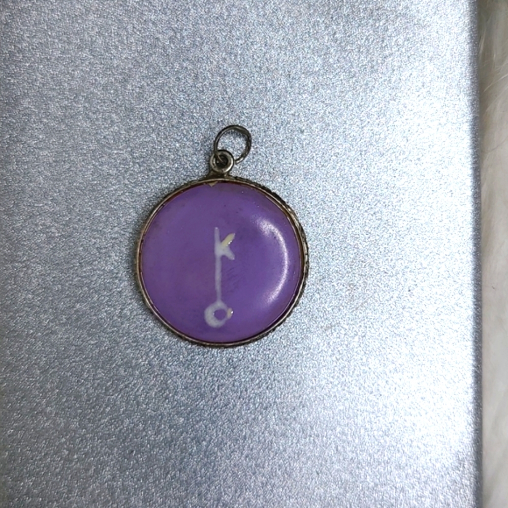 Charm Pendant Sterling Silver Astrological Symbol Chiron Hand Enameled Lavender
